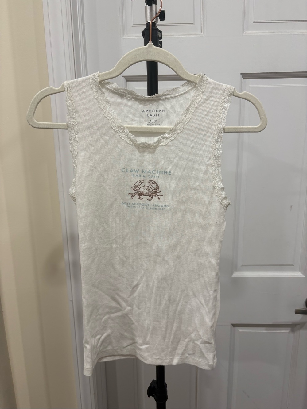 American Eagle White Printed Tank